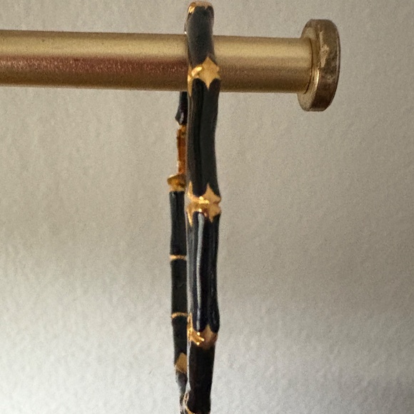 Kenneth Lane Black Clip On Hoop Earrings - Picture 3 of 3